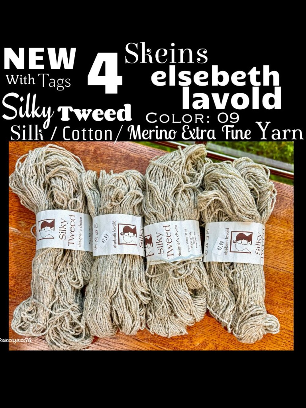 🆕NWT▪️ELSEBETH LAVOLD▪️4 Skeins SILKY TWEED #09 Silk/Cotton/Merino Extra Fine